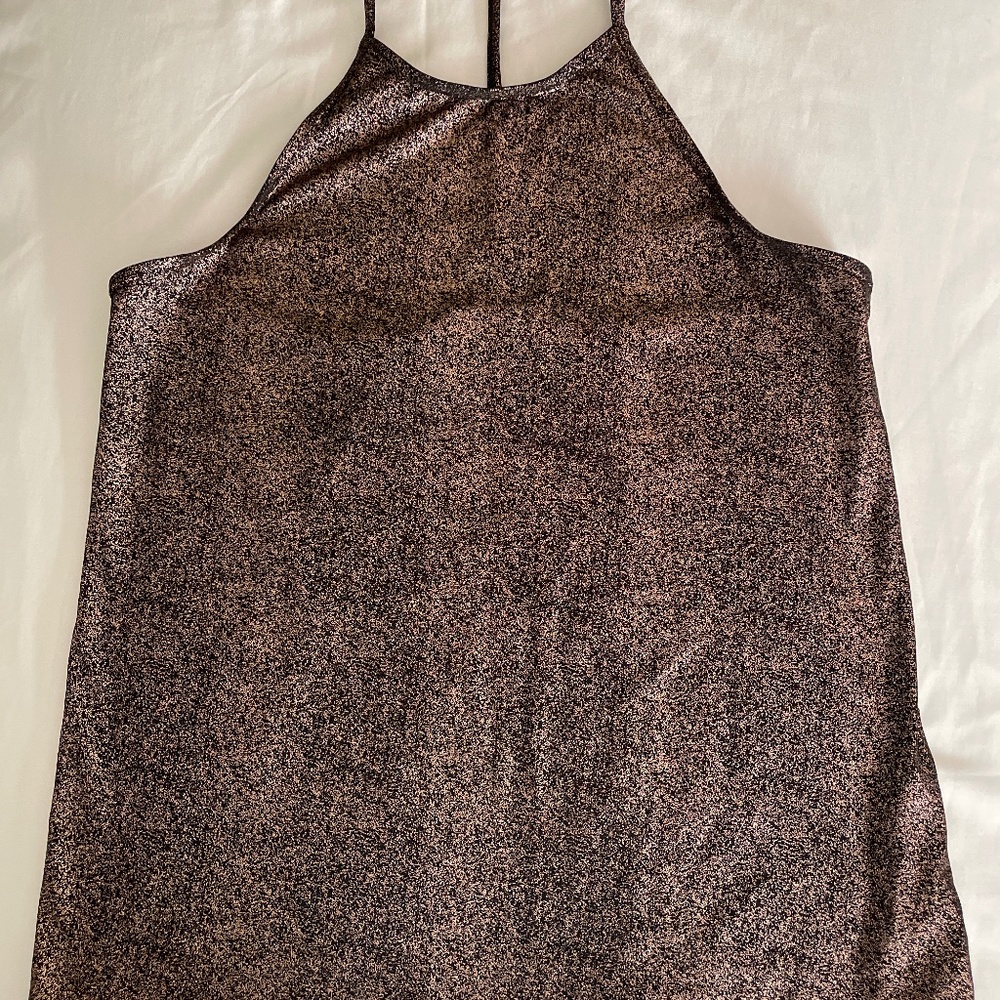 Copper sparkle halter top
